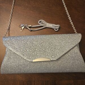 Elegant Silver Beaded Shoulder/Clutch Bag